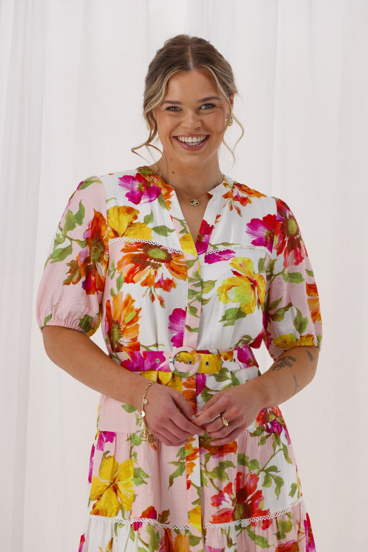 Sunday Boho St Tropez Floral Dress White