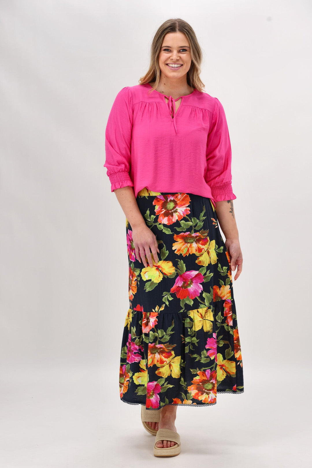 Sunday Boho St Tropez Floral Skirt Navy