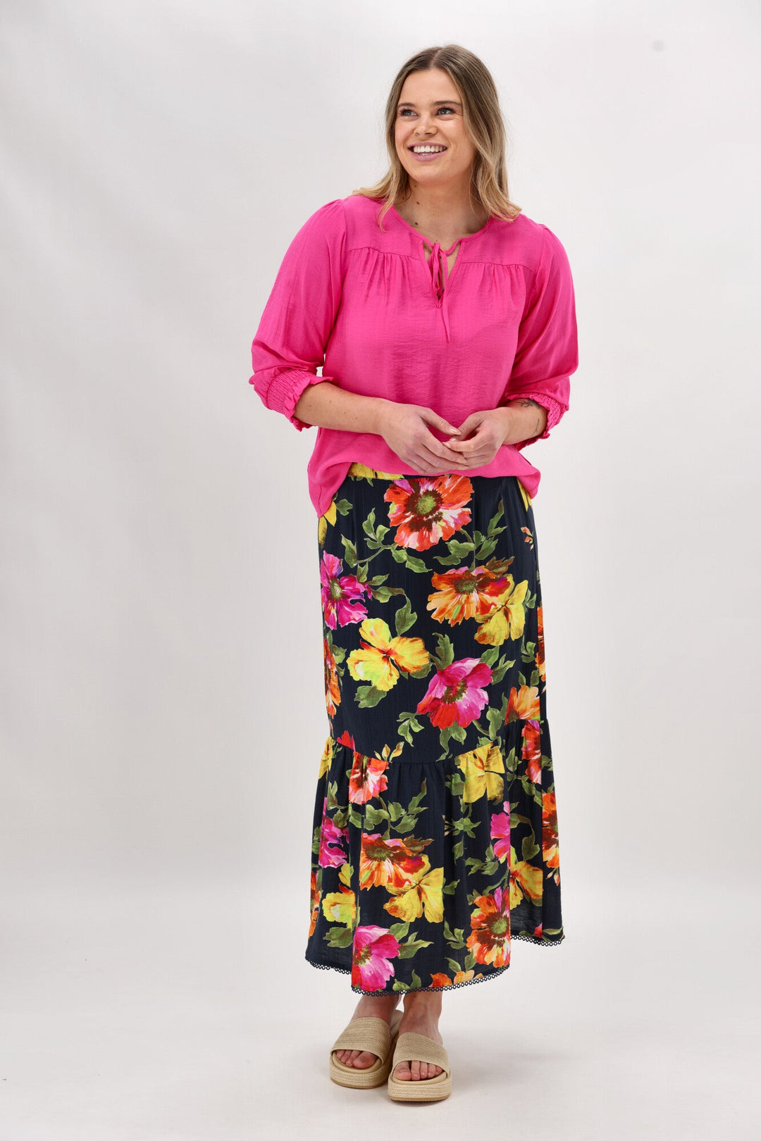 Sunday Boho St Tropez Floral Skirt Navy
