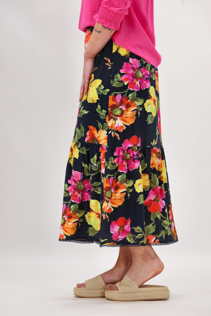 Sunday Boho St Tropez Floral Skirt Navy