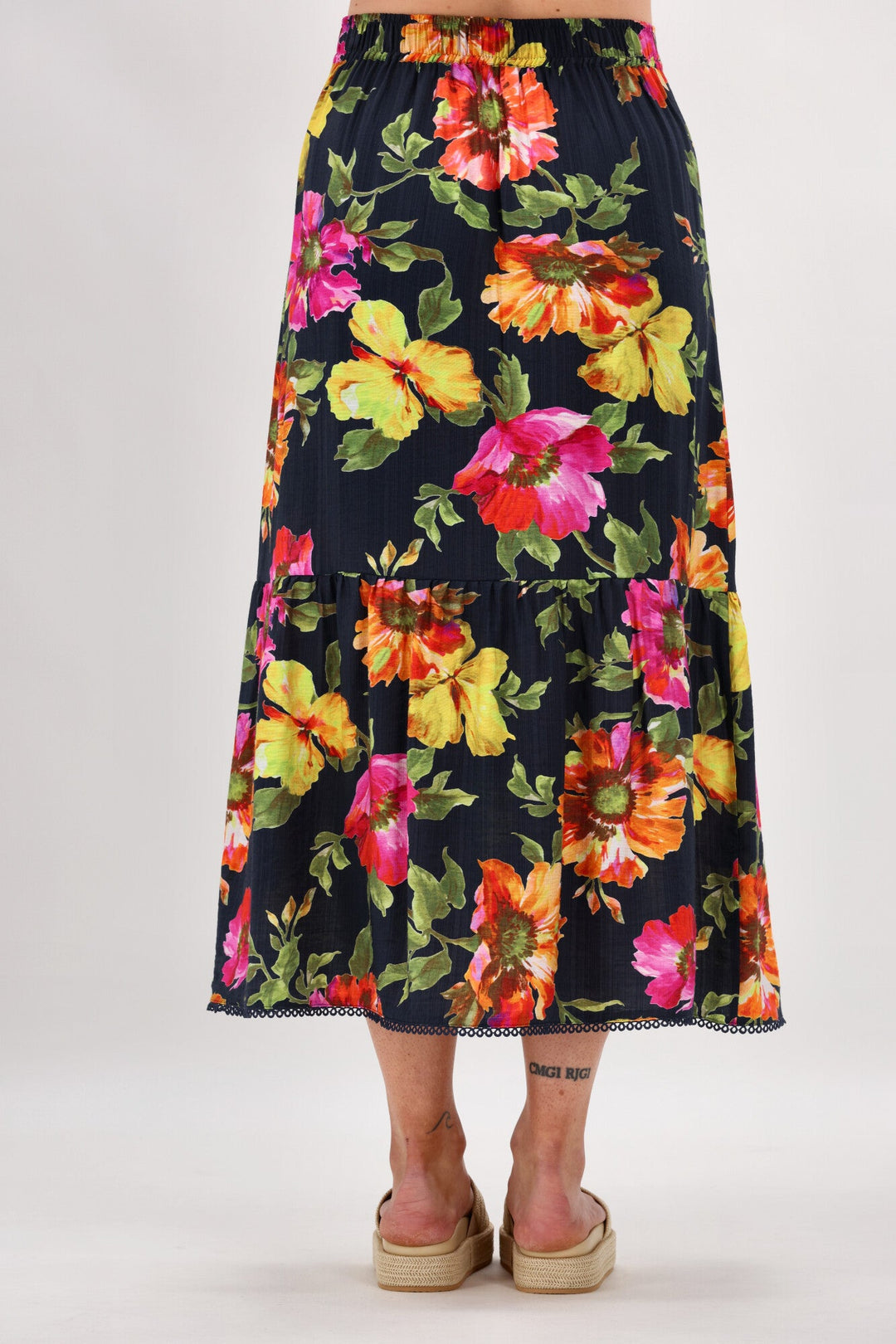 Sunday Boho St Tropez Floral Skirt Navy
