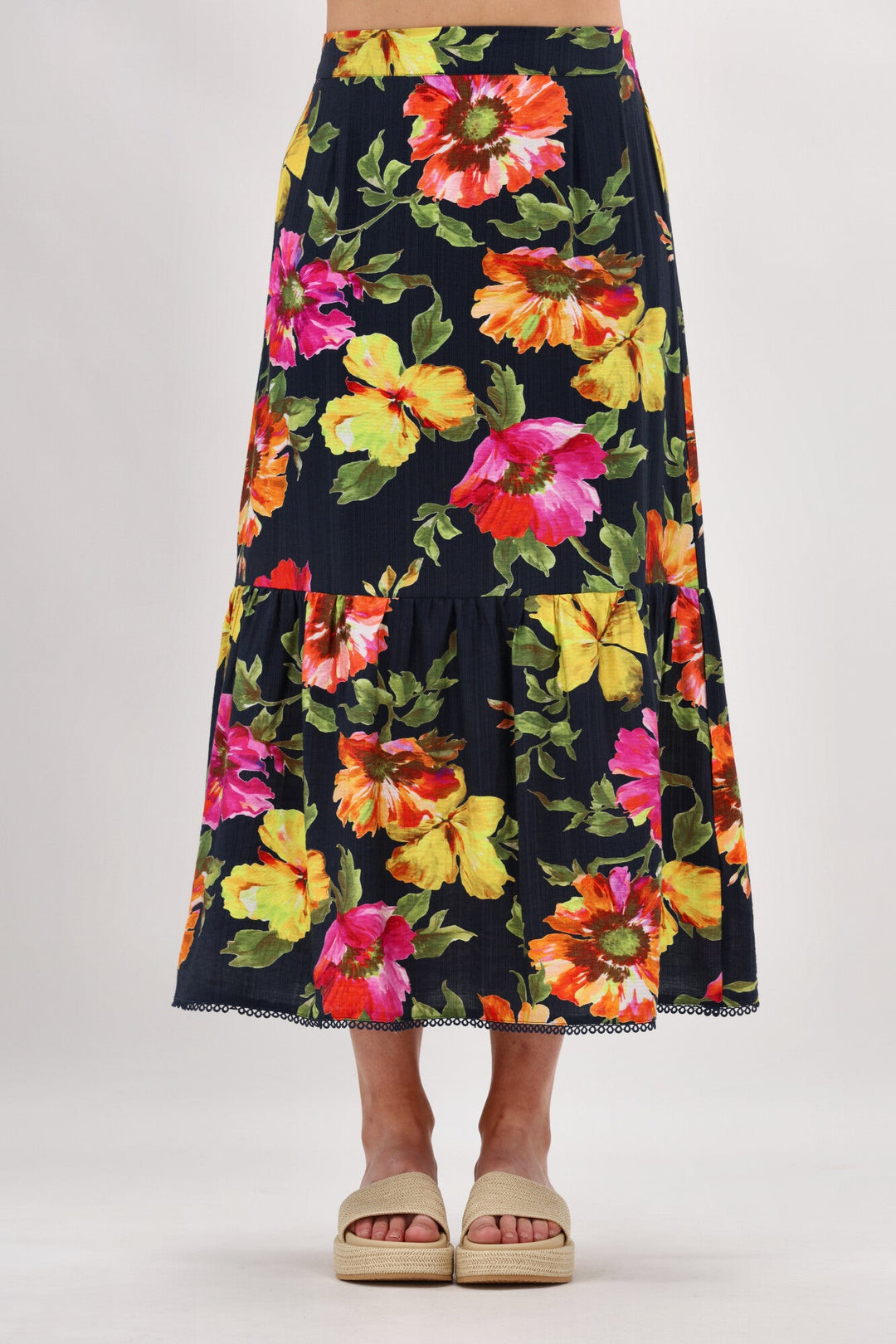Sunday Boho St Tropez Floral Skirt Navy