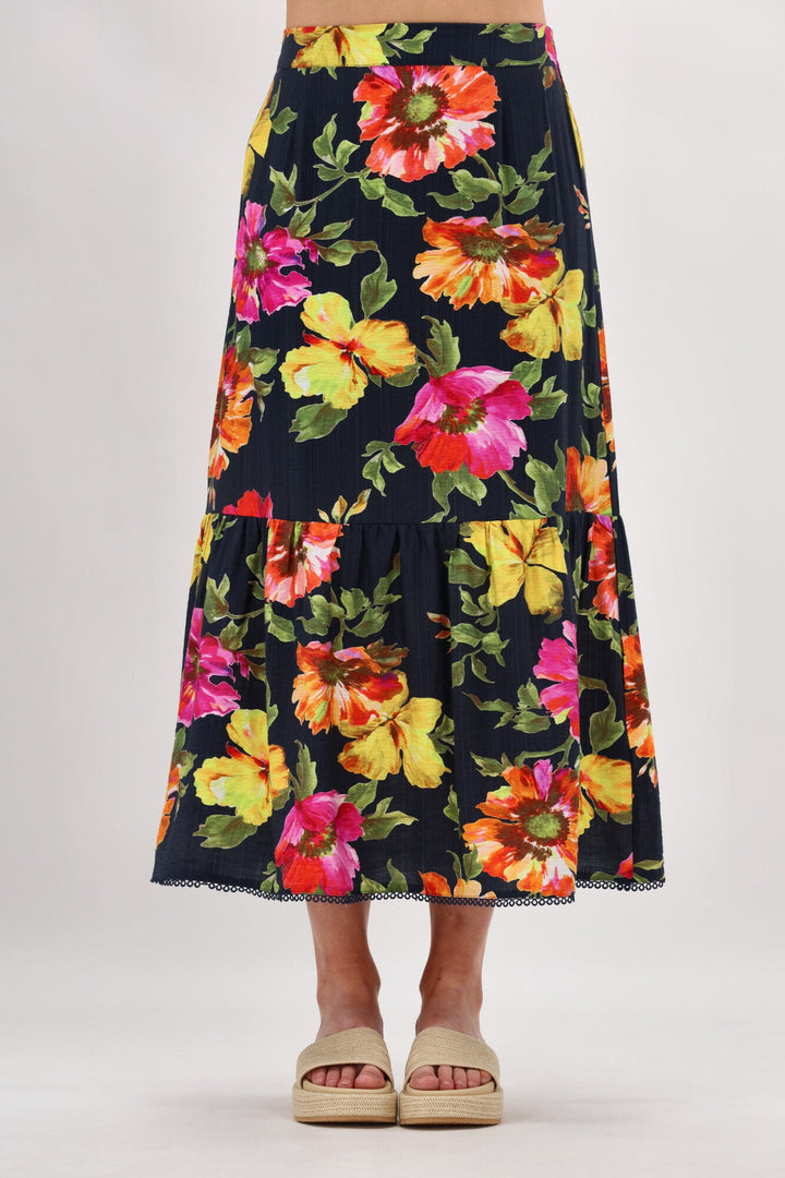 Sunday Boho St Tropez Floral Skirt Navy