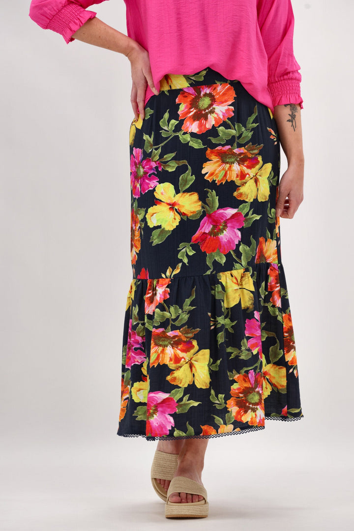 Sunday Boho St Tropez Floral Skirt Navy