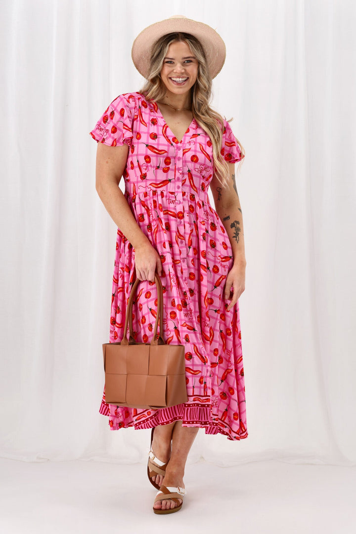Sunday Boho Zeta Midi Dress Pink