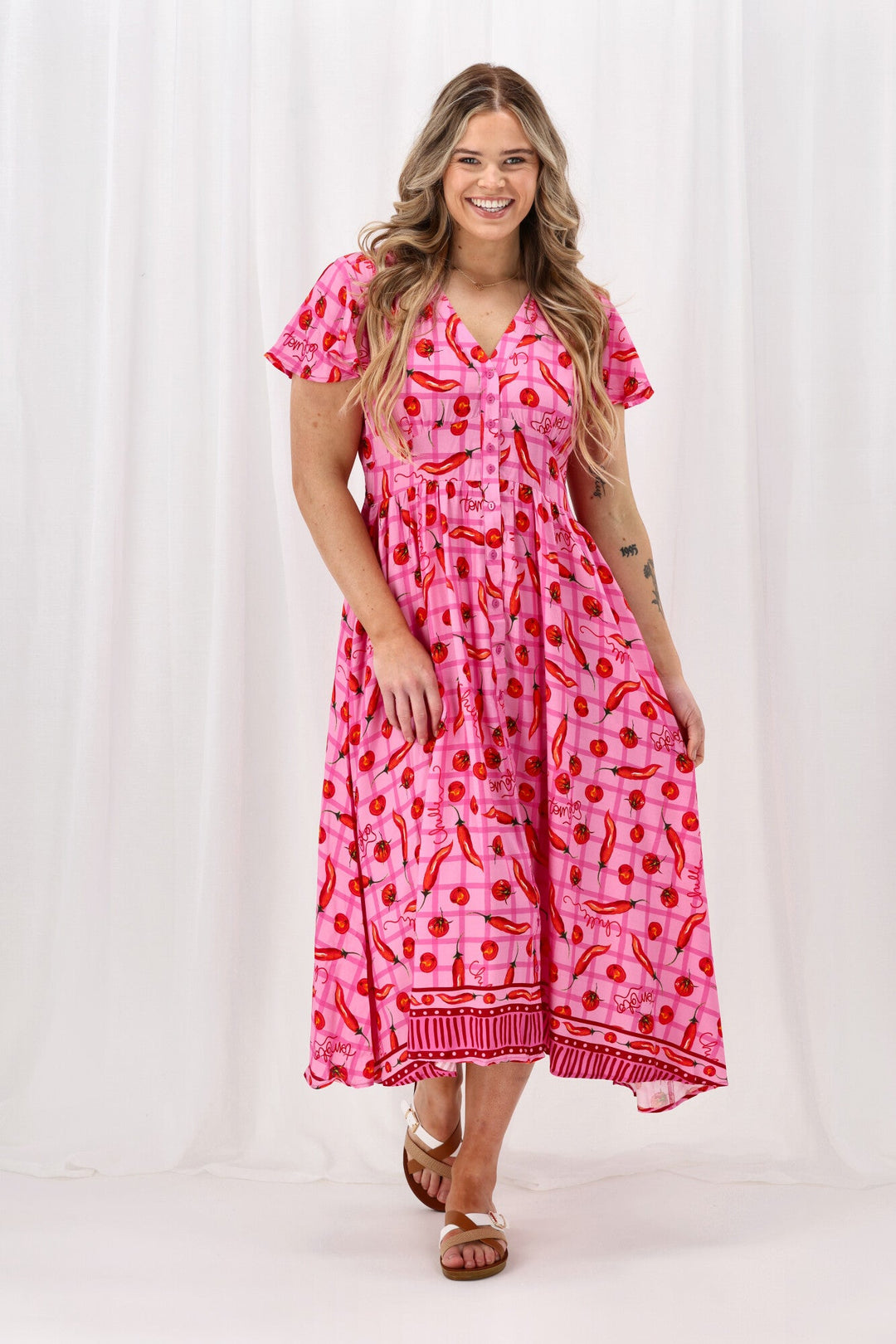Sunday Boho Zeta Midi Dress Pink