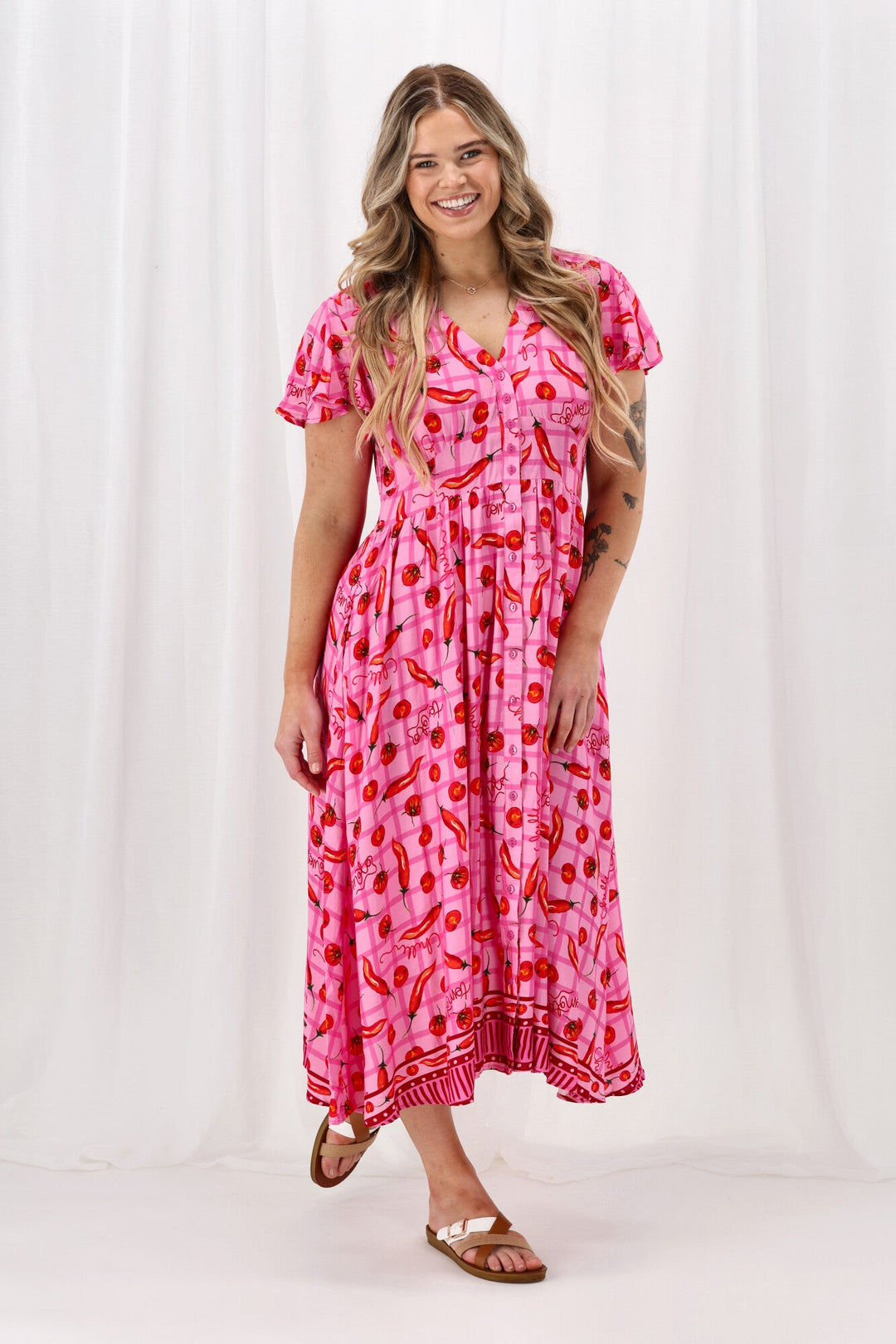 Sunday Boho Zeta Midi Dress Pink