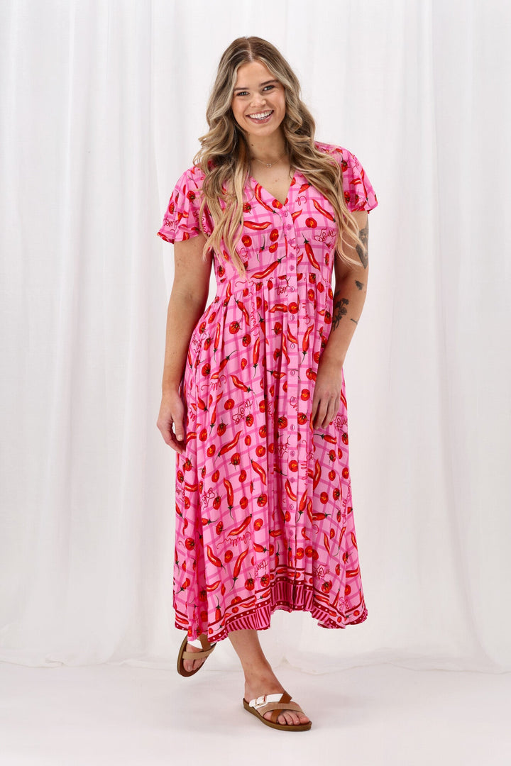 Sunday Boho Zeta Midi Dress Pink