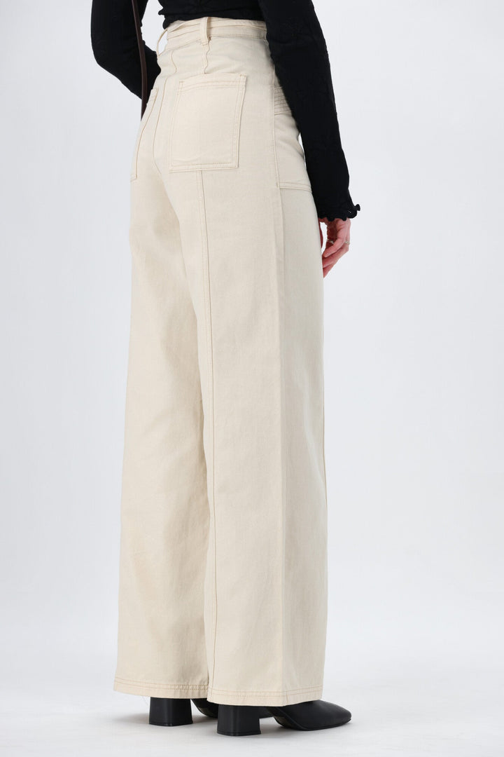 Minkpink Jane Drill Straight Leg Pant Ivory
