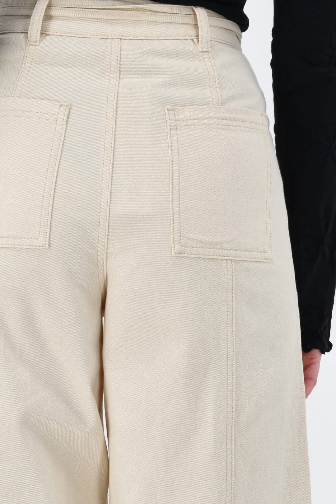 Minkpink Jane Drill Straight Leg Pant Ivory