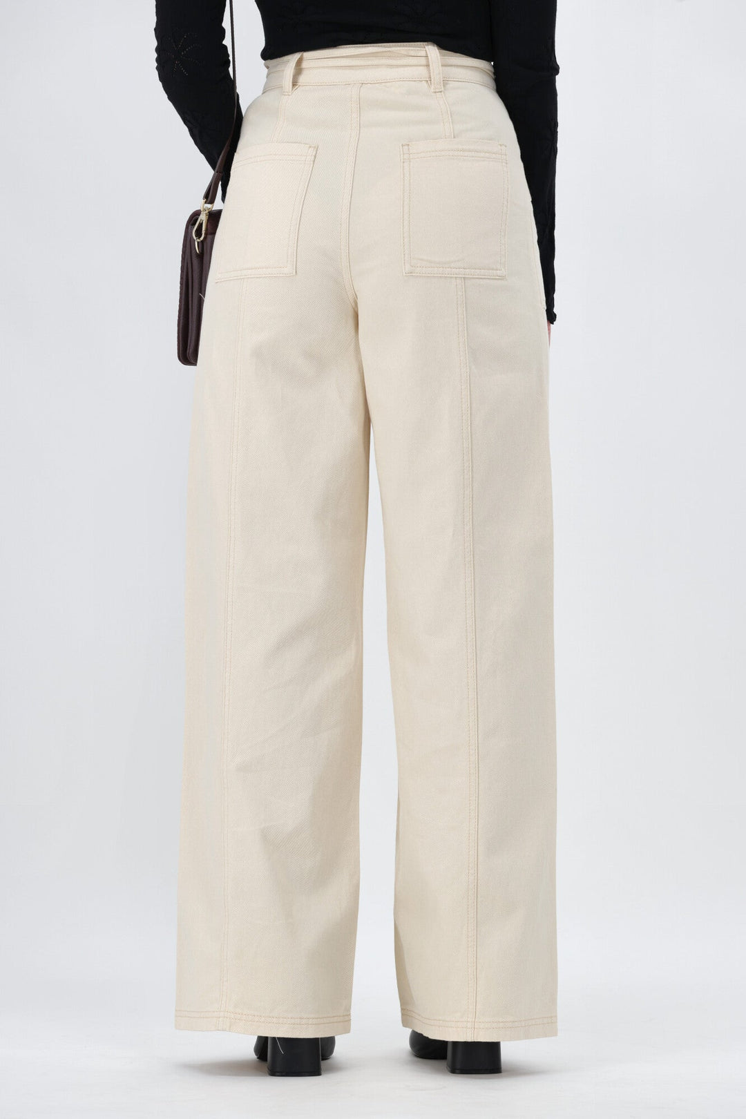 Minkpink Jane Drill Straight Leg Pant Ivory