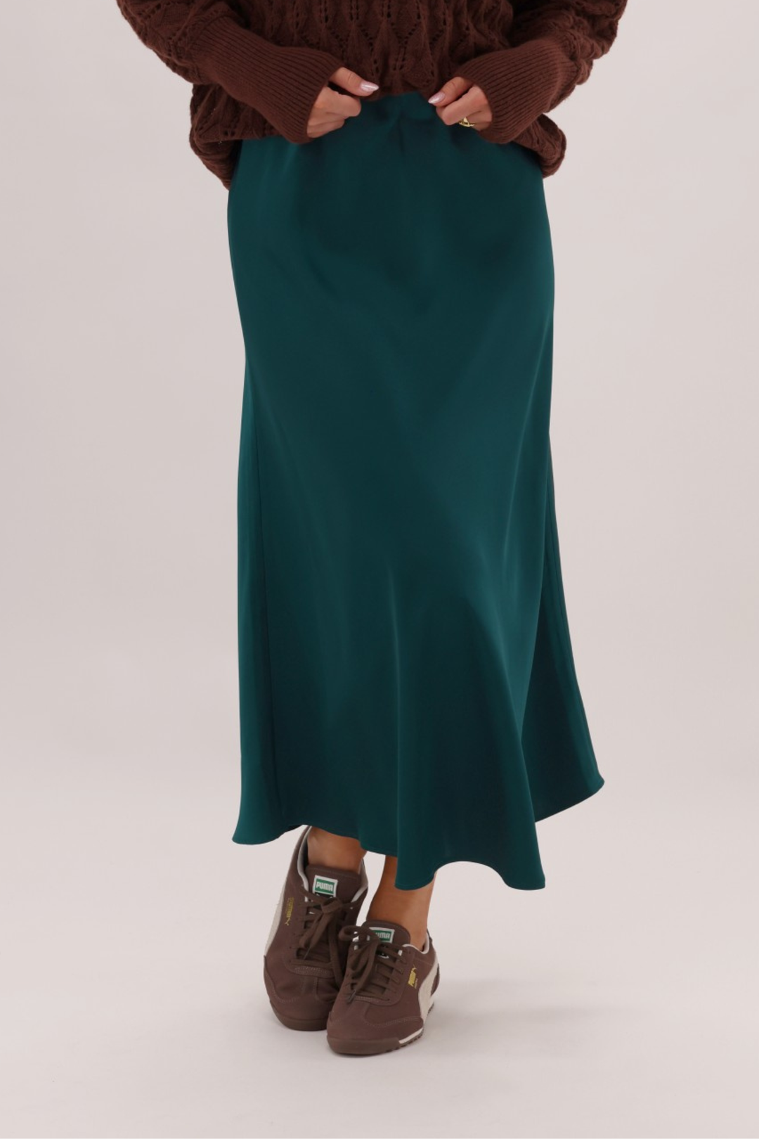 Gloss The Label Sulley Satin Skirt Dark Teal