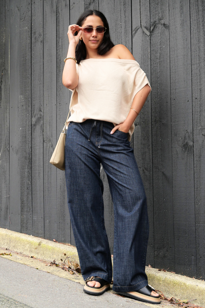 Ayva Remi Asym Knit Top Natural