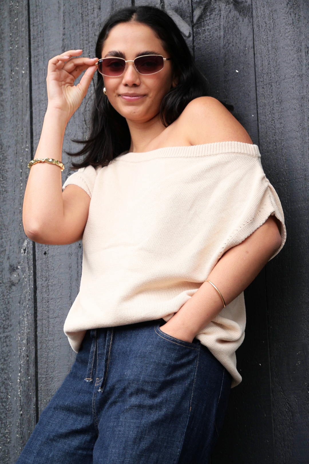 Ayva Remi Asym Knit Top Natural
