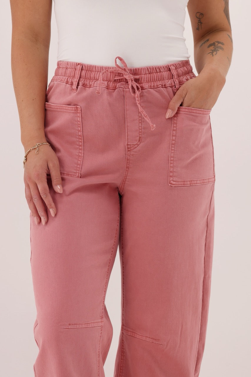 Wakee Barrel Jean Rose