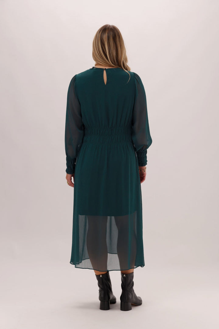 Gloss The Label Xanthe Pleated Dress Petrol