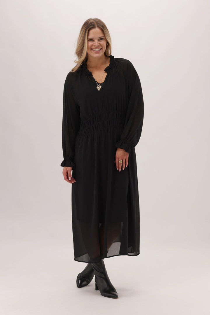 Gloss The Label Zakaii Shirred Detail Dress Black