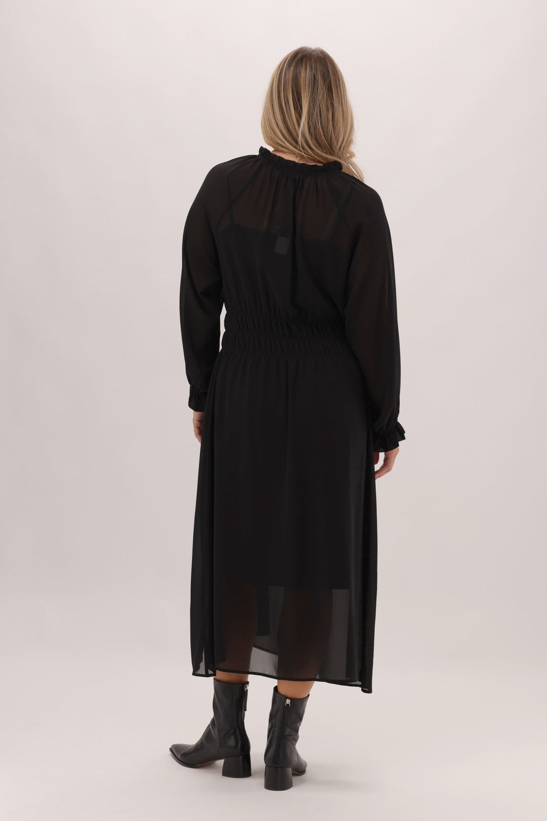 Gloss The Label Zakaii Shirred Detail Dress Black