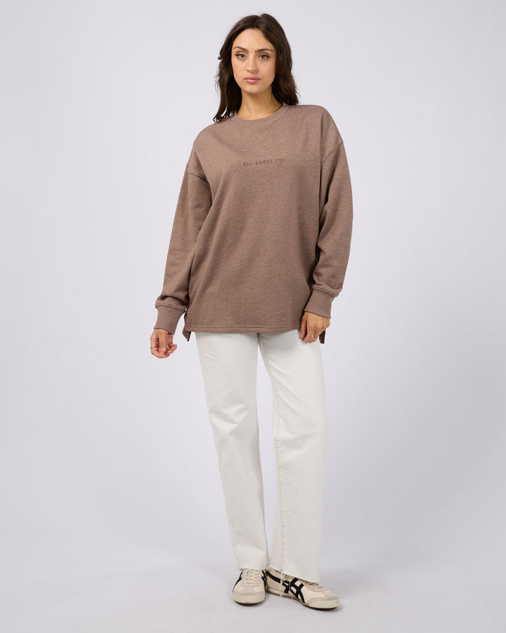 All About Eve AAE Washed Relaxed Crew Chocolate Marle