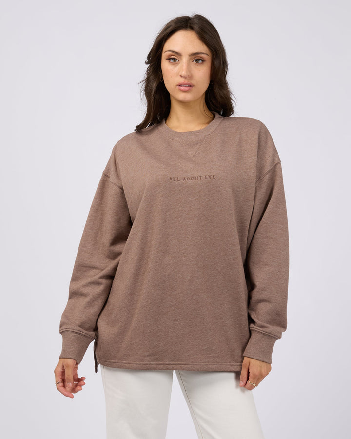 All About Eve AAE Washed Relaxed Crew Chocolate Marle