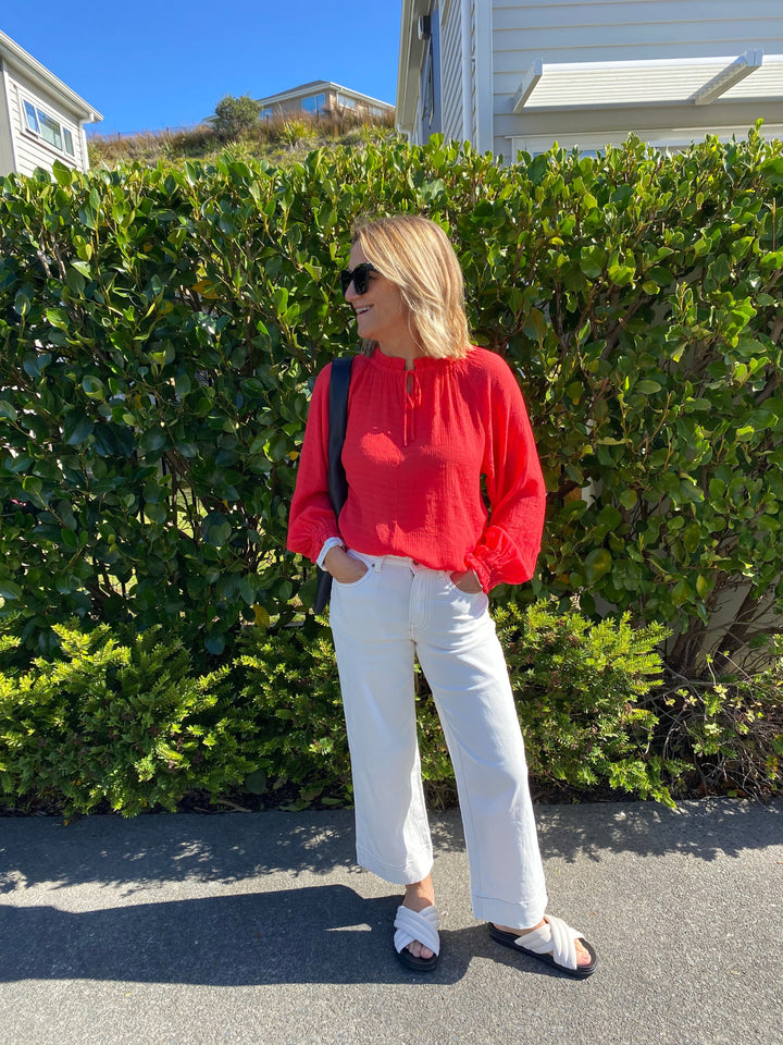 Label Harvest Poet Blouse Coral