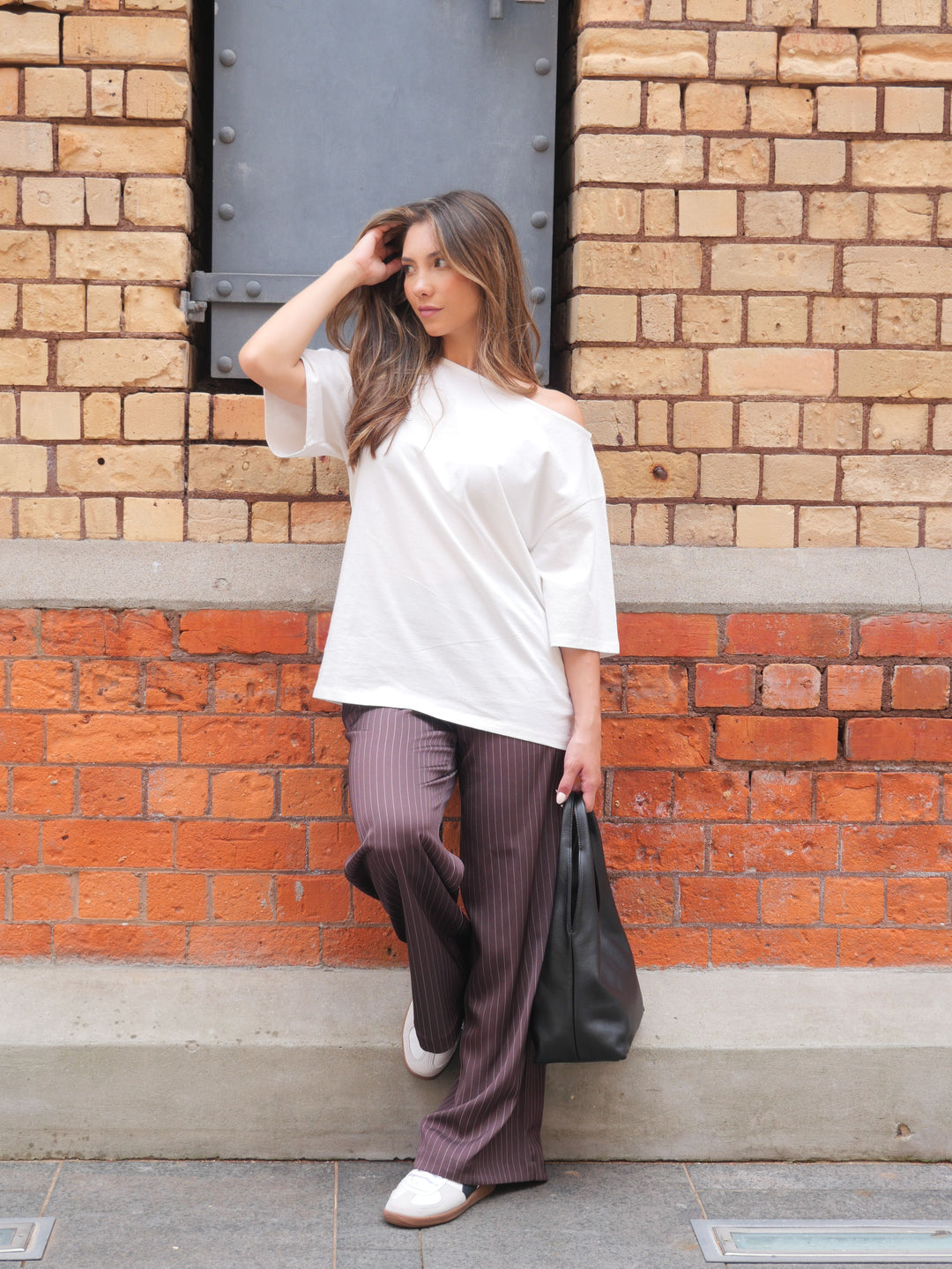Silent Theory Eden Pinstripe Pant Chocolate