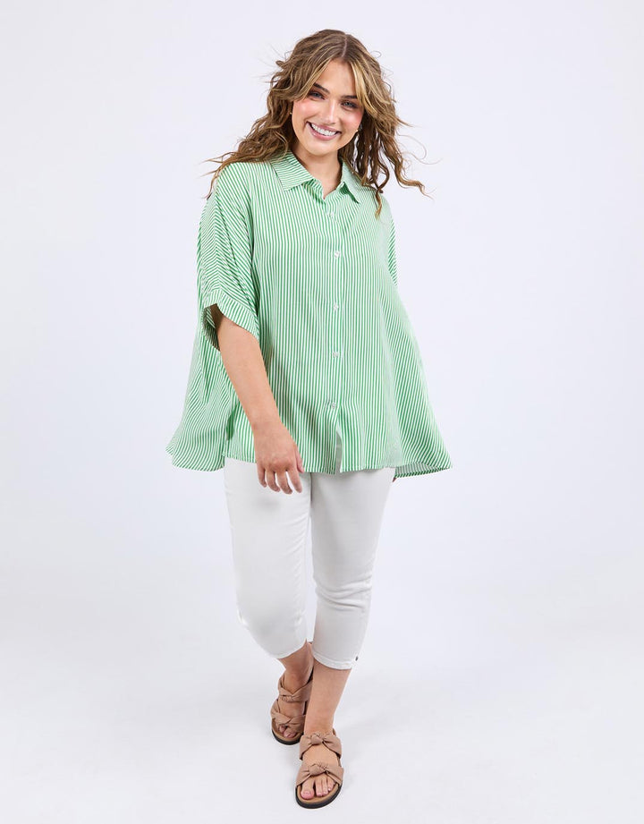 Elm Luna Shirt Spring Green Marshmallow Stripe