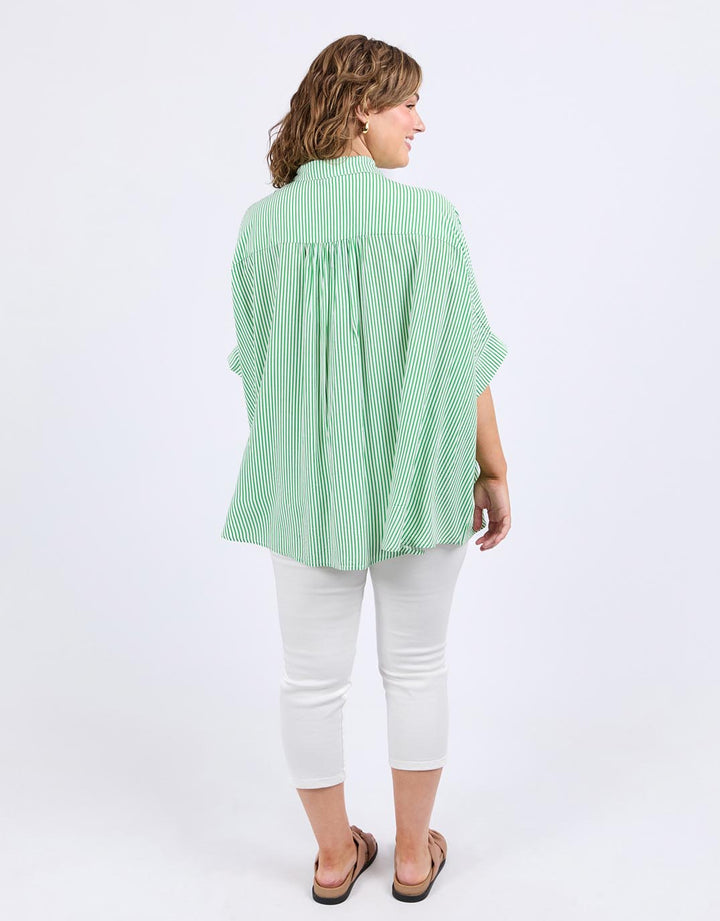 Elm Luna Shirt Spring Green Marshmallow Stripe