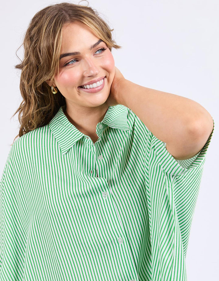 Elm Luna Shirt Spring Green Marshmallow Stripe