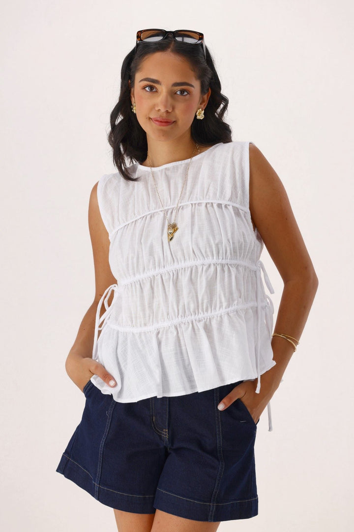 All About Eve Lou Lou Tie Top White