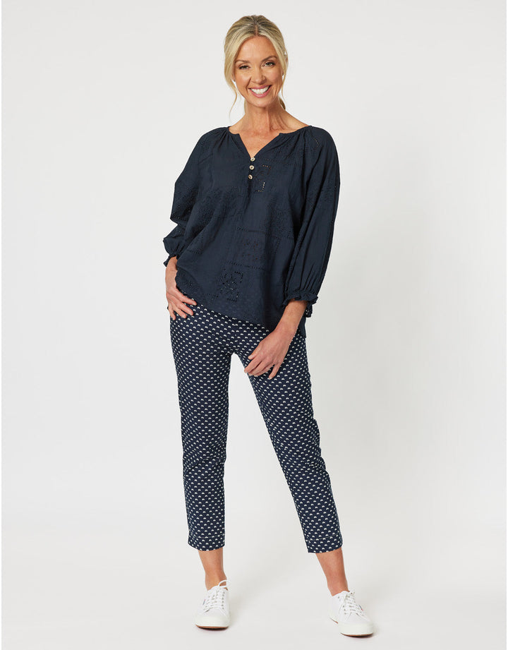 Threadz Mila Lace Top Navy