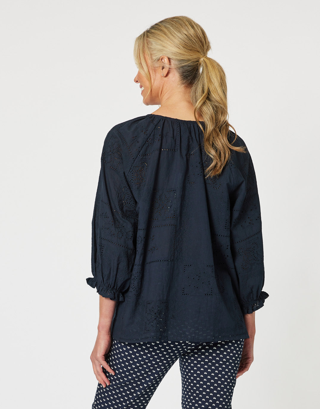 Threadz Mila Lace Top Navy