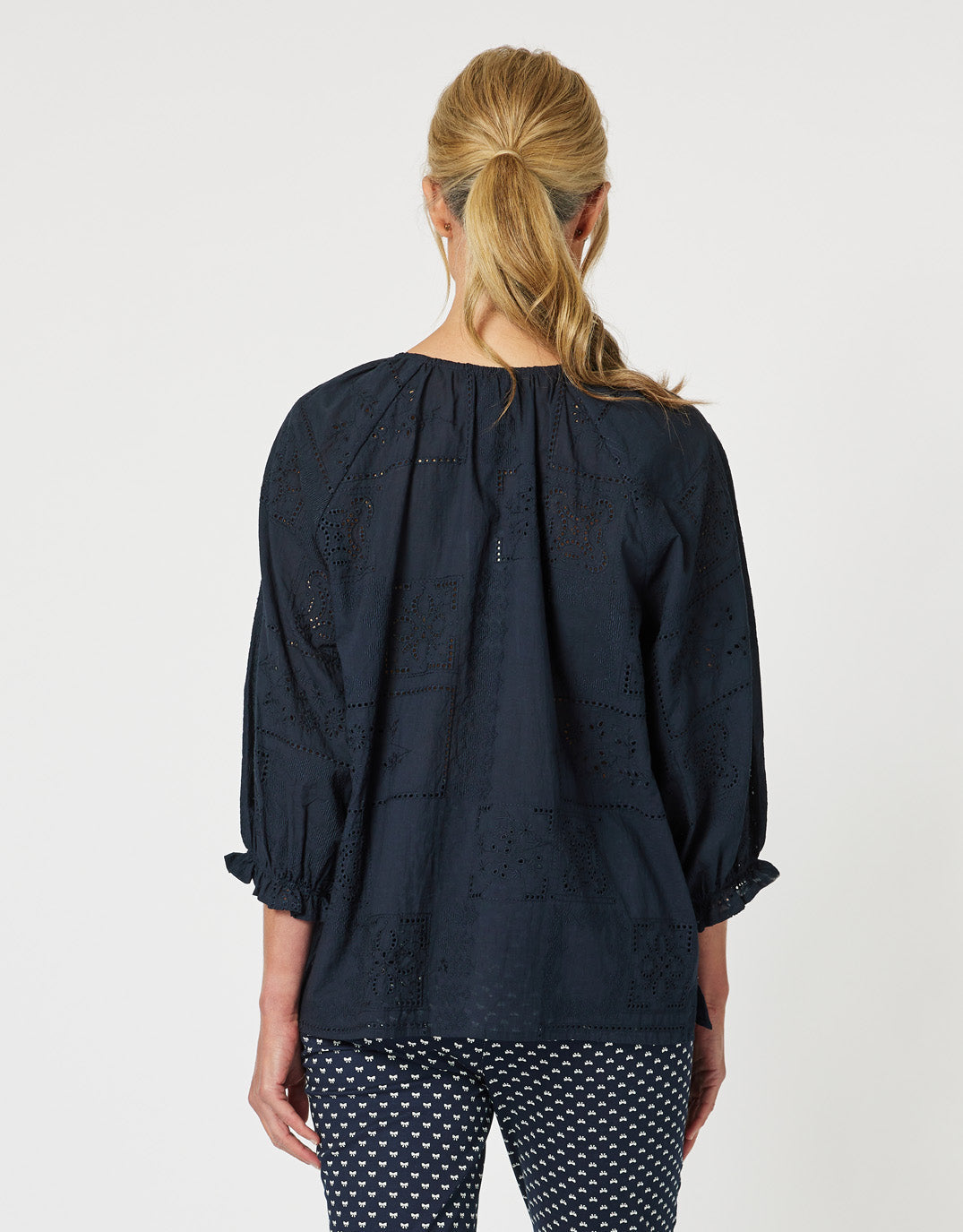 Threadz Mila Lace Top Navy