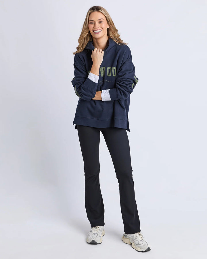 Foxwood Interval Hoodie Navy With Khaki