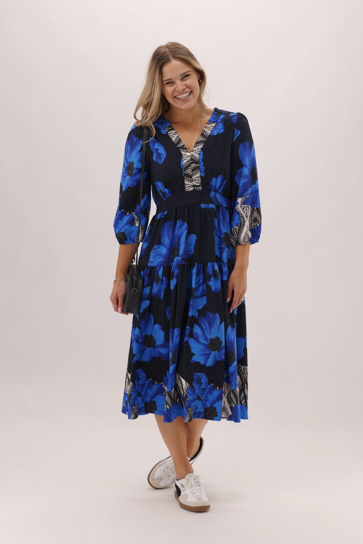 Gloss The Label Kingford Blue Print Dress