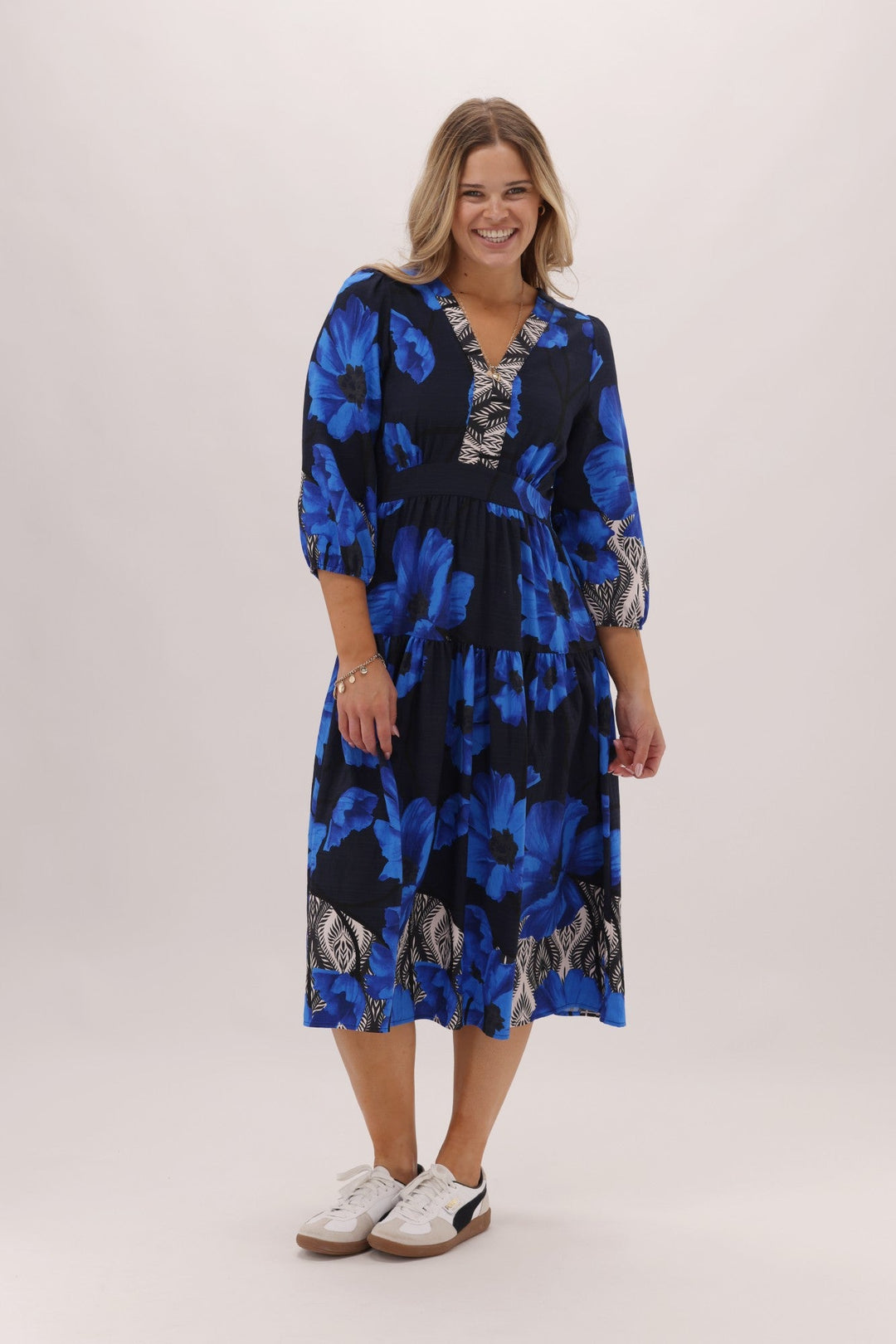 Gloss The Label Kingford Blue Print Dress