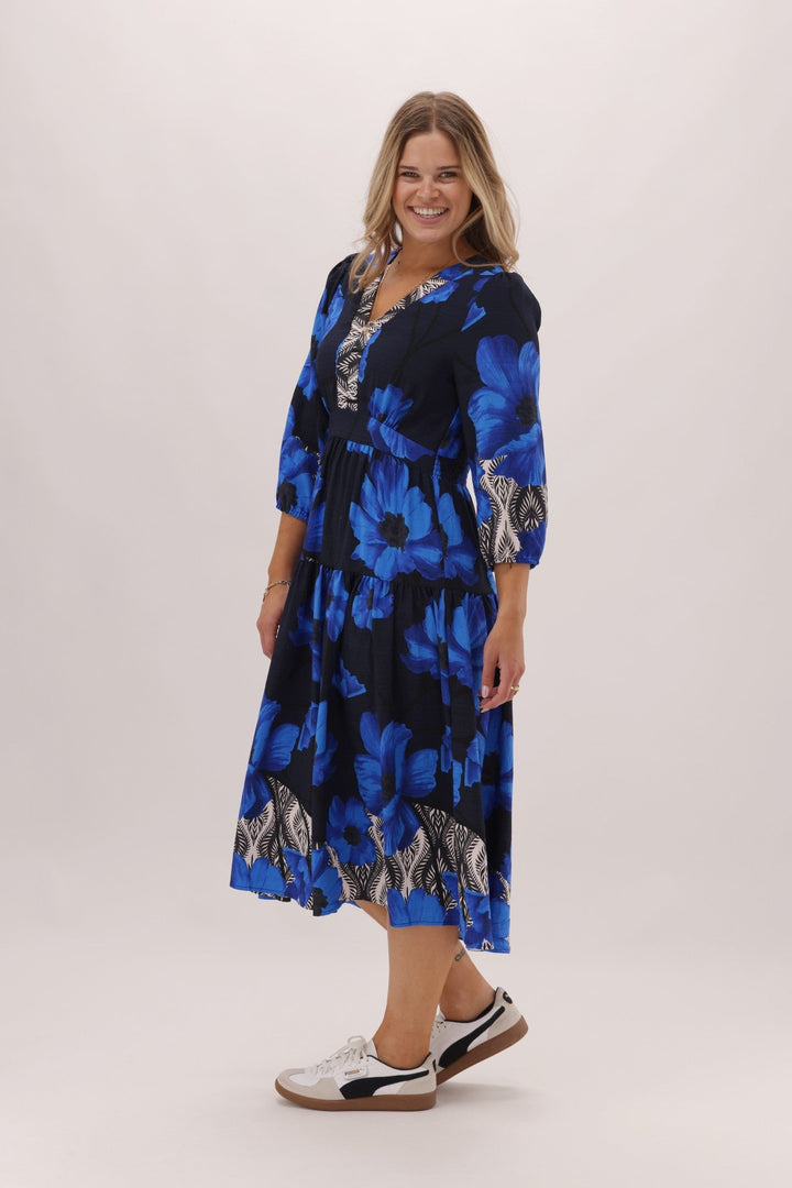 Gloss The Label Kingford Blue Print Dress