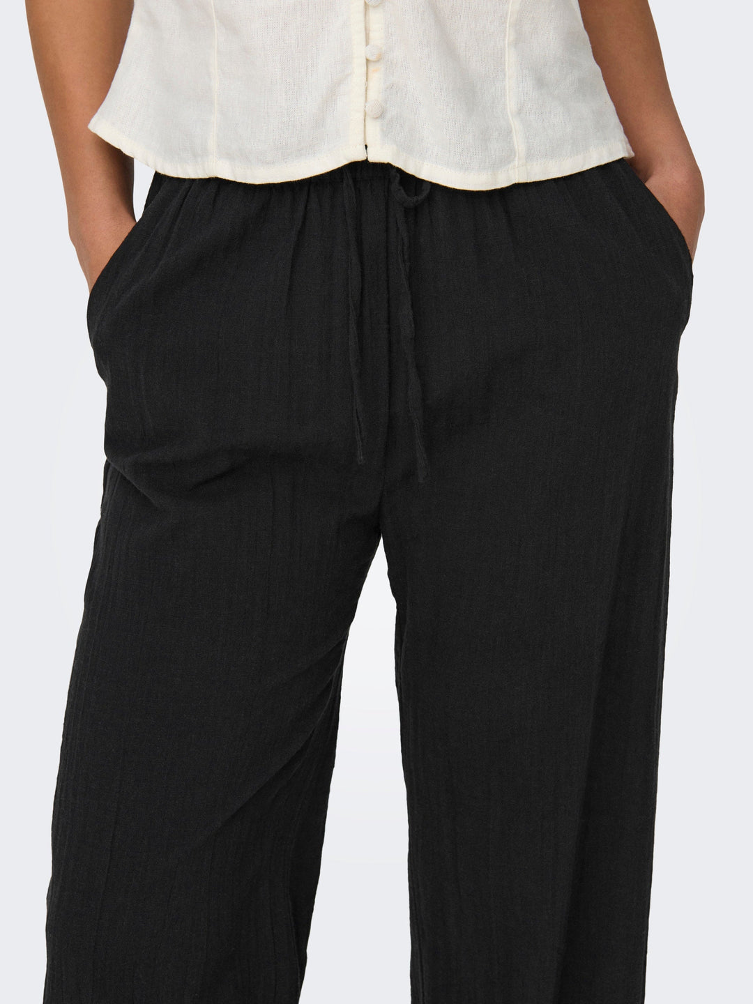 ONLY Tizana Cotton Loose Pant Black