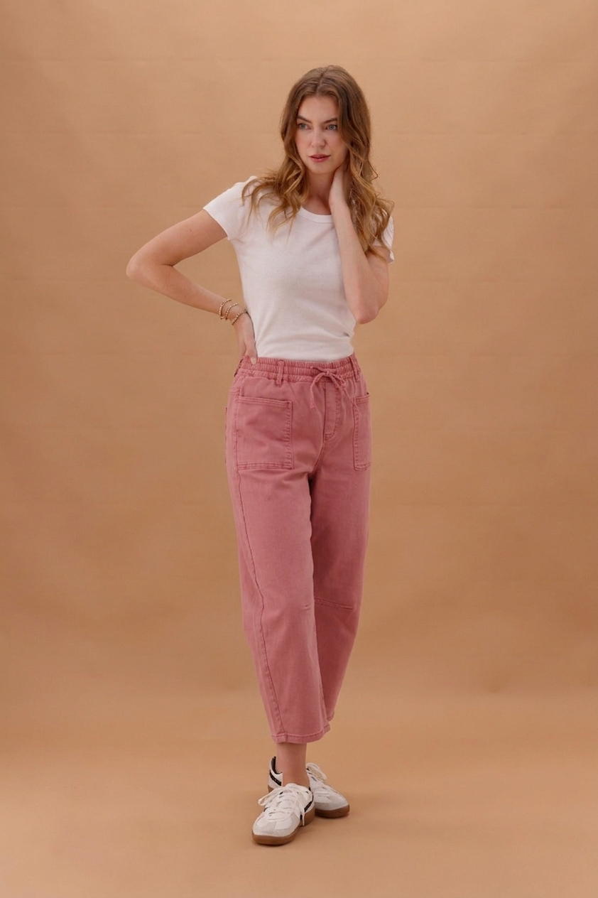 Wakee Barrel Jean Rose
