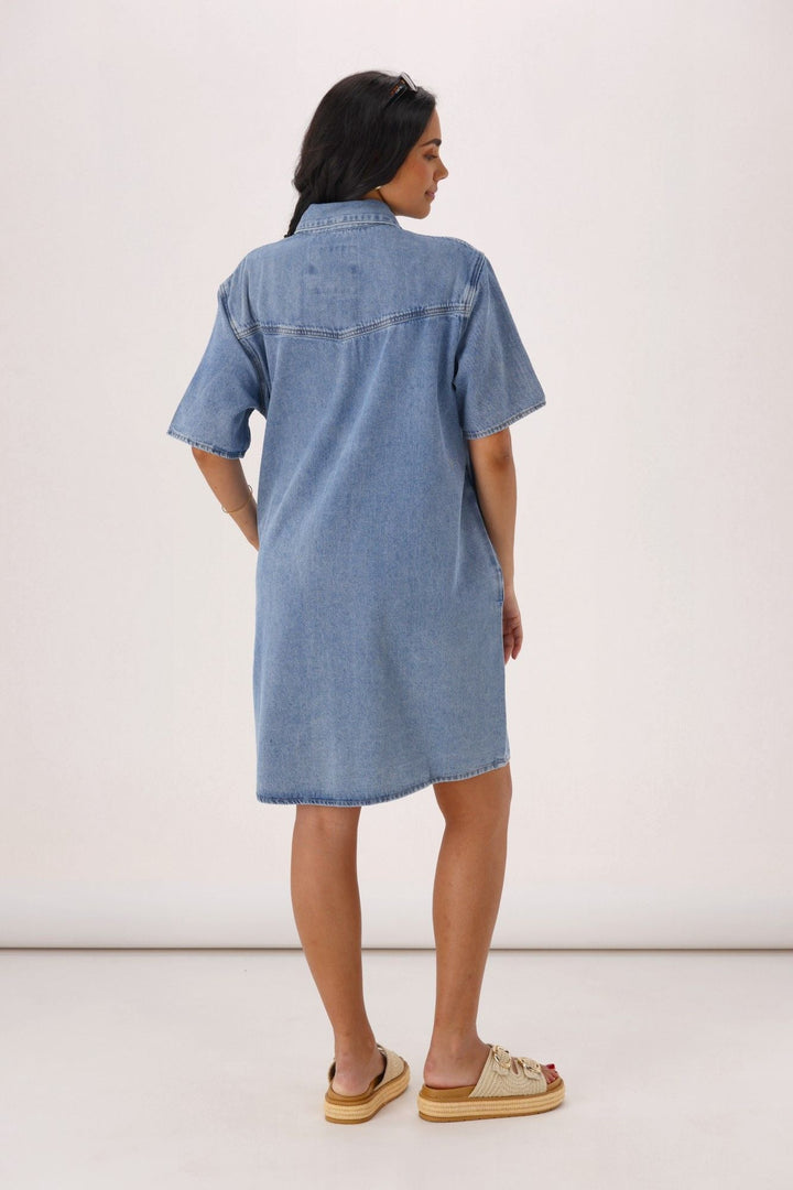 Foxwood Sorcha Denim Dress Light Blue