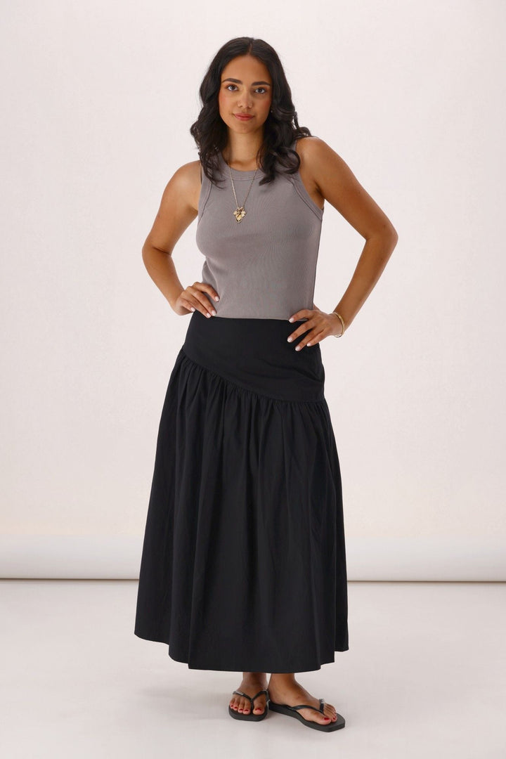 All About Eve Essential Asym Maxi Skirt Black