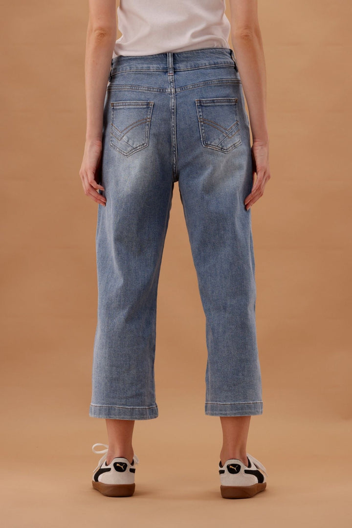 Elm Sidney Cropped Wide Leg Jean Light Blue Wash