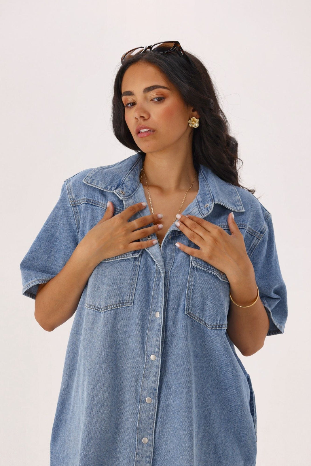 Foxwood Sorcha Denim Dress Light Blue